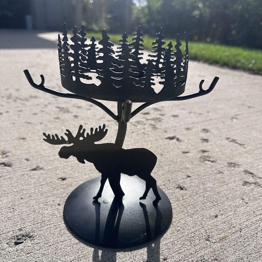 Vintage PartyLite Moose Forest Metal Tealight Votive Holder No Shade